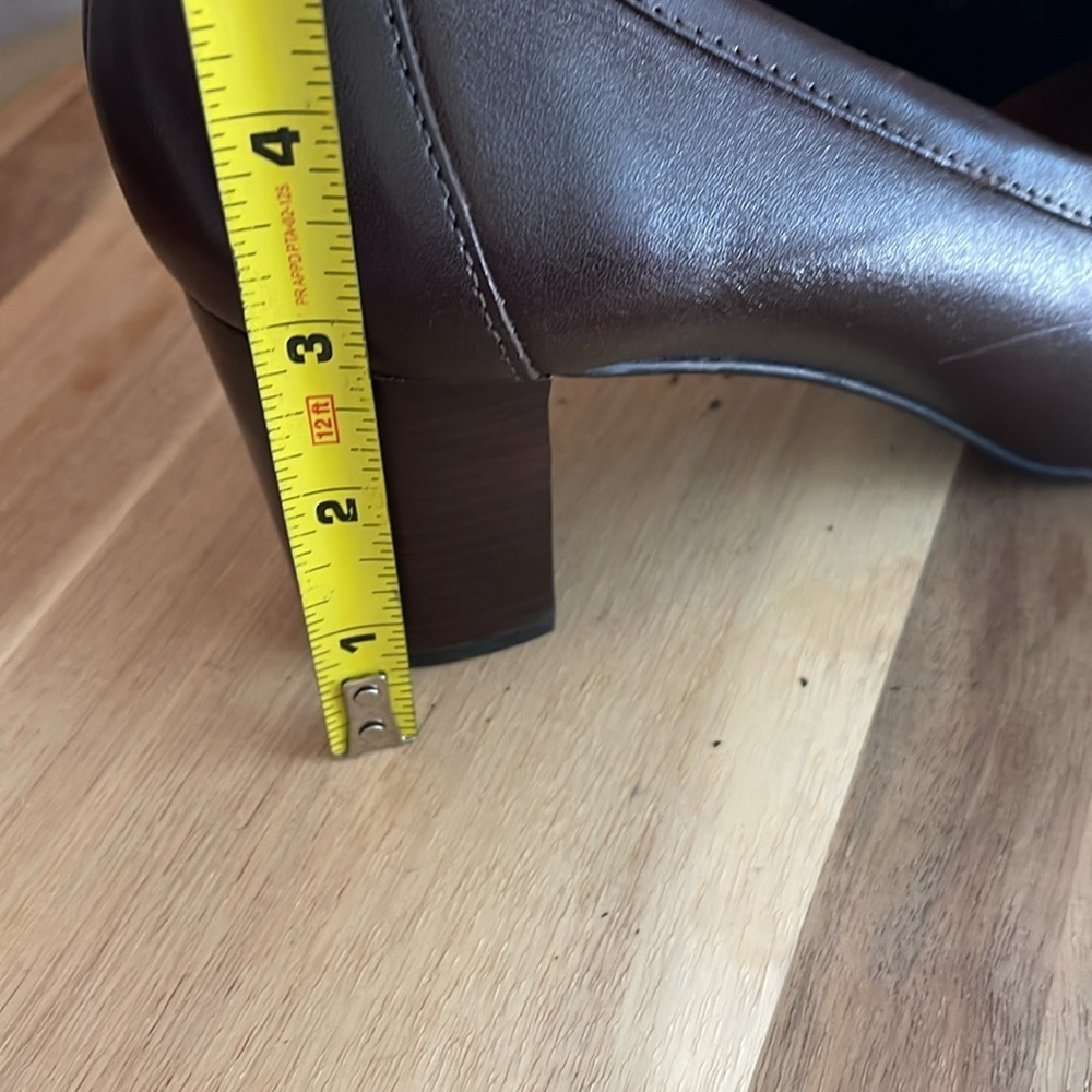 Antonio Melani Brown Leather Square Toe Loafers with block heel 9.5 M - Picture 9 of 9